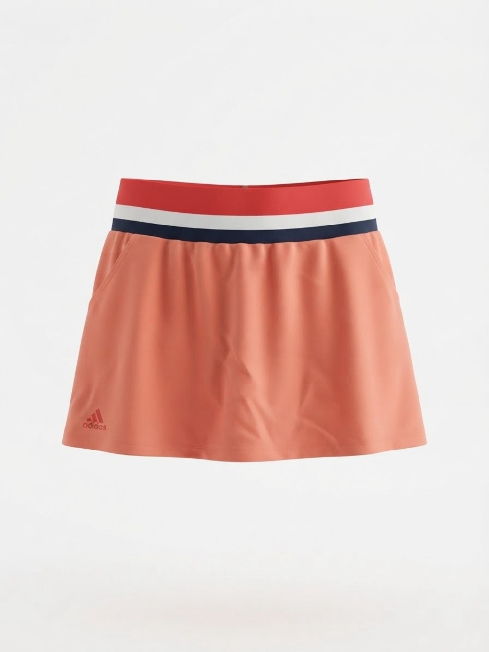 adidas Coral Mini Skirt with Red, White & Navy Striped Waistband